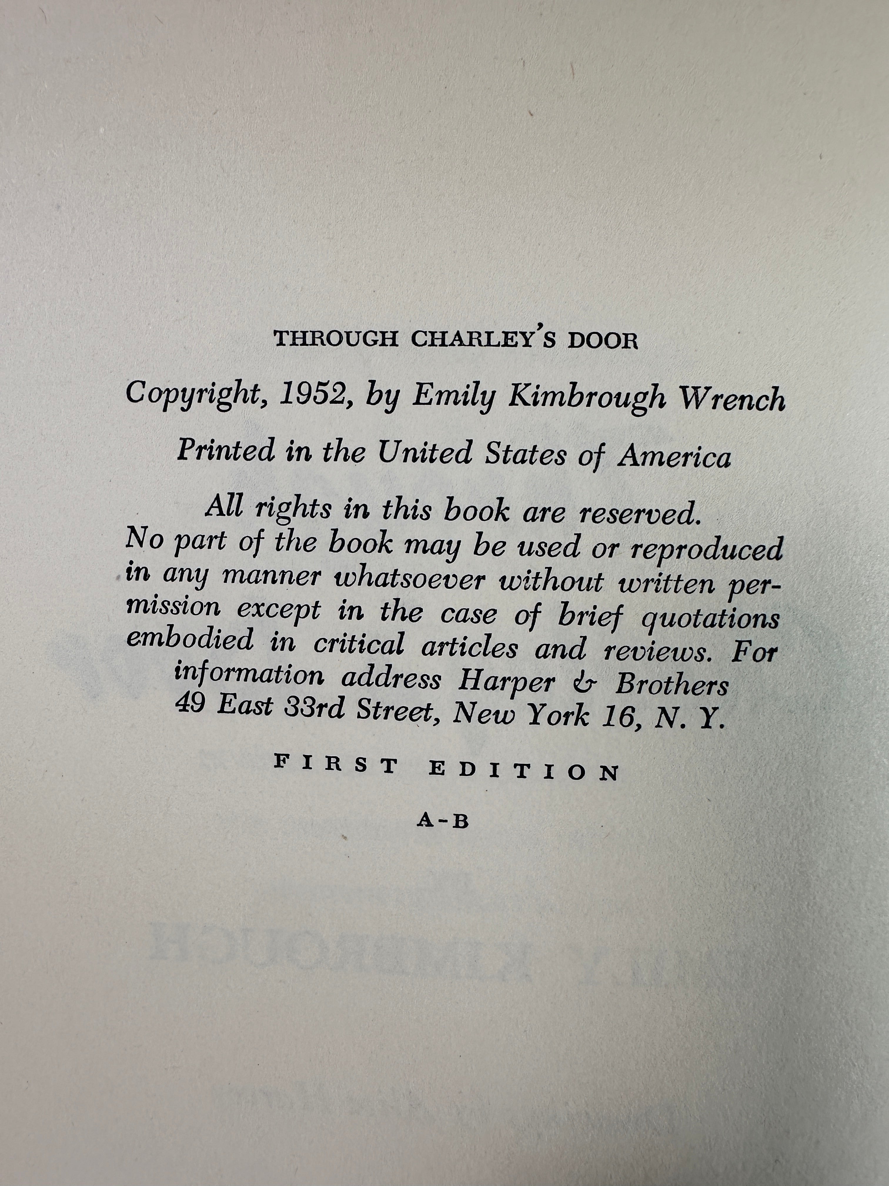 Through Charley's Door by Emily Kimbrough | First Edition (1952)