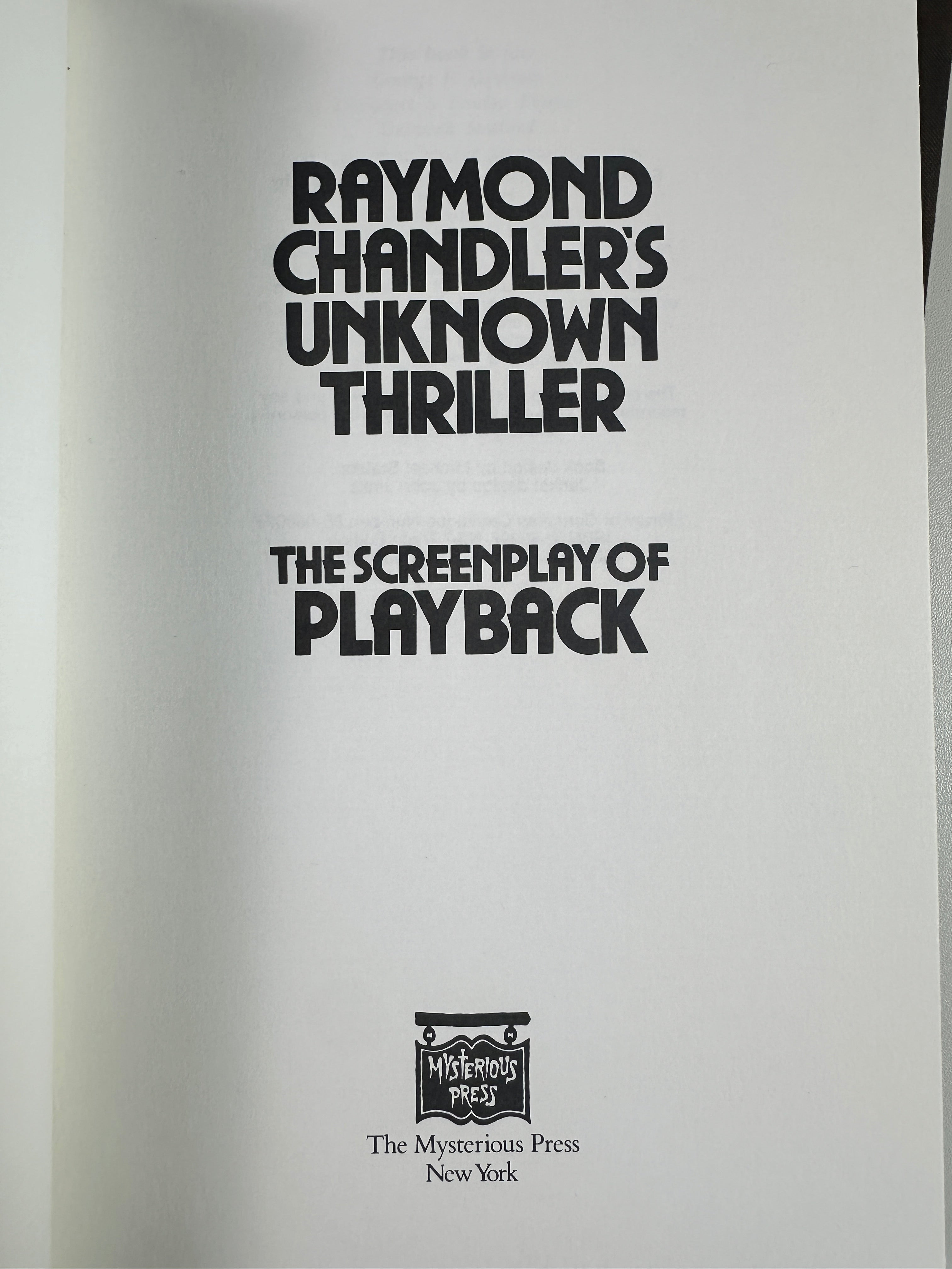 Playback: Raymond Chandler's Unknown Thriller | Limited Signed First Edition in Slipcase