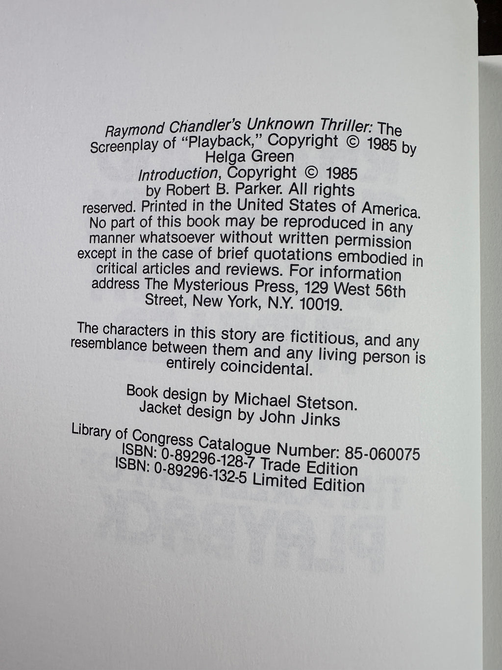 Playback: Raymond Chandler's Unknown Thriller | Limited Signed First Edition in Slipcase