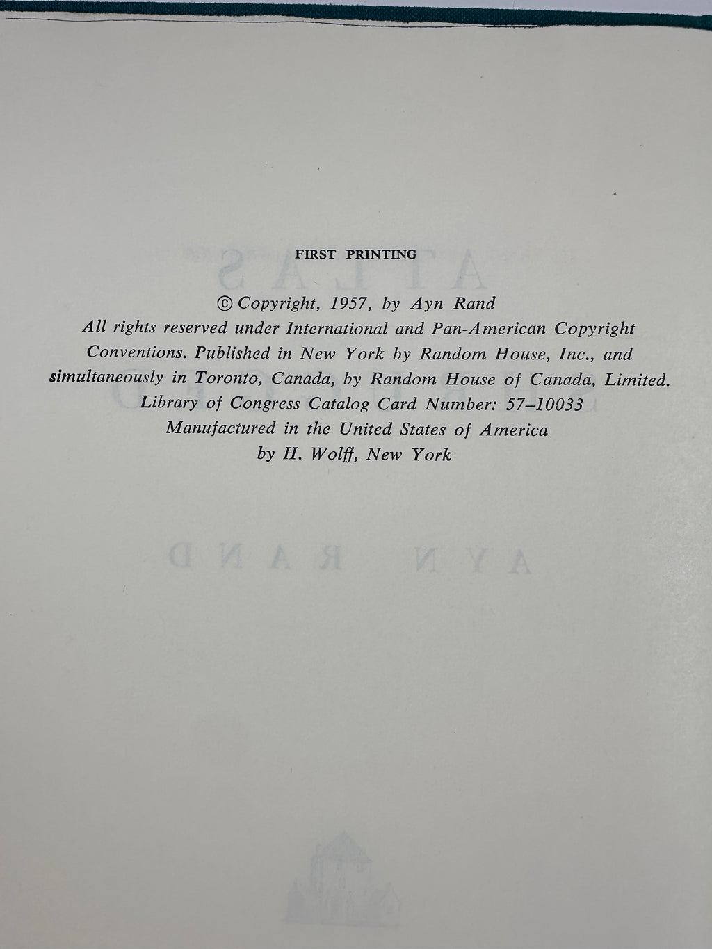 Atlas Shrugged by Ayn Rand | Stated First Printing (1957)