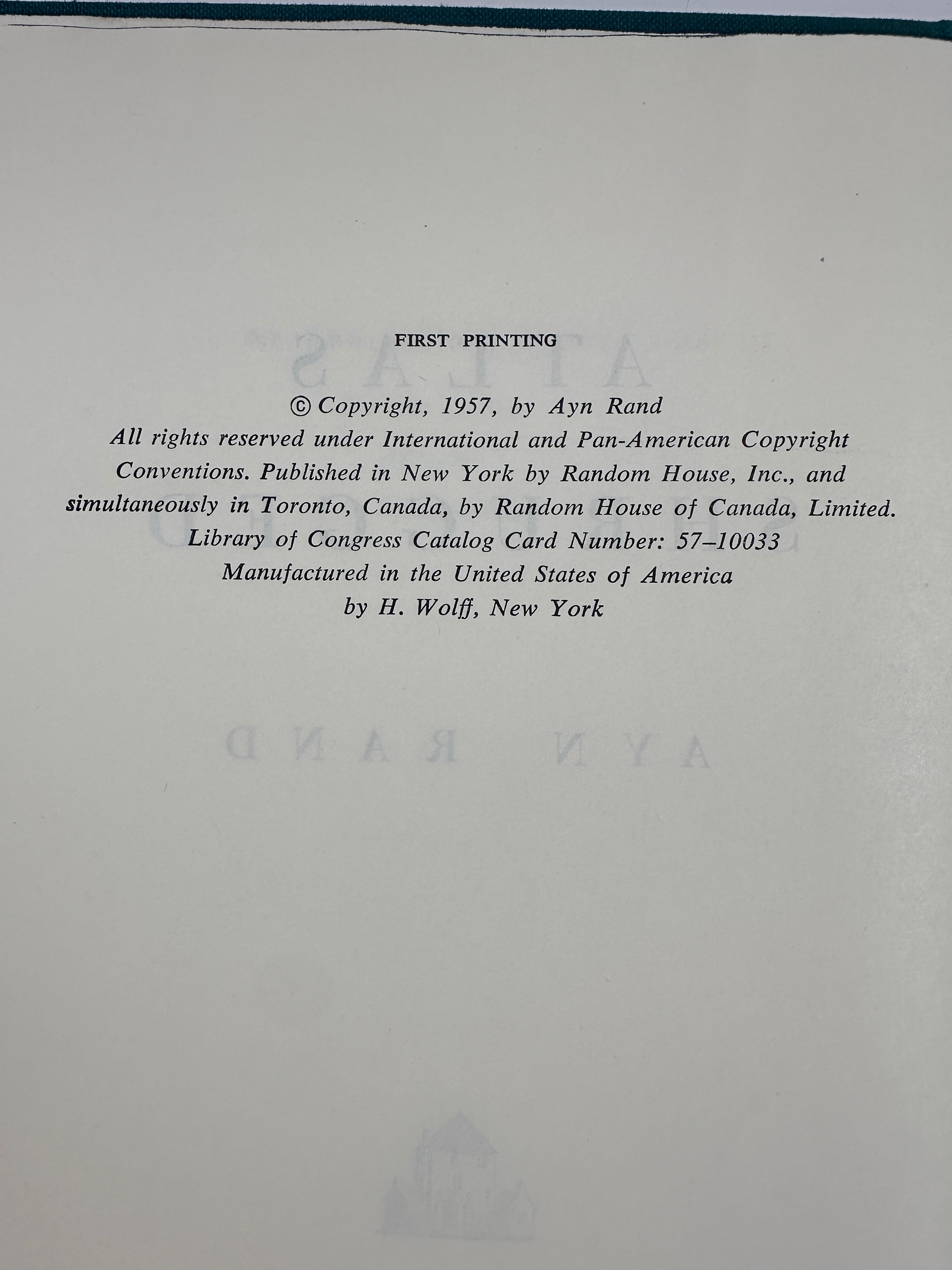 Atlas Shrugged by Ayn Rand | Stated First Printing (1957)
