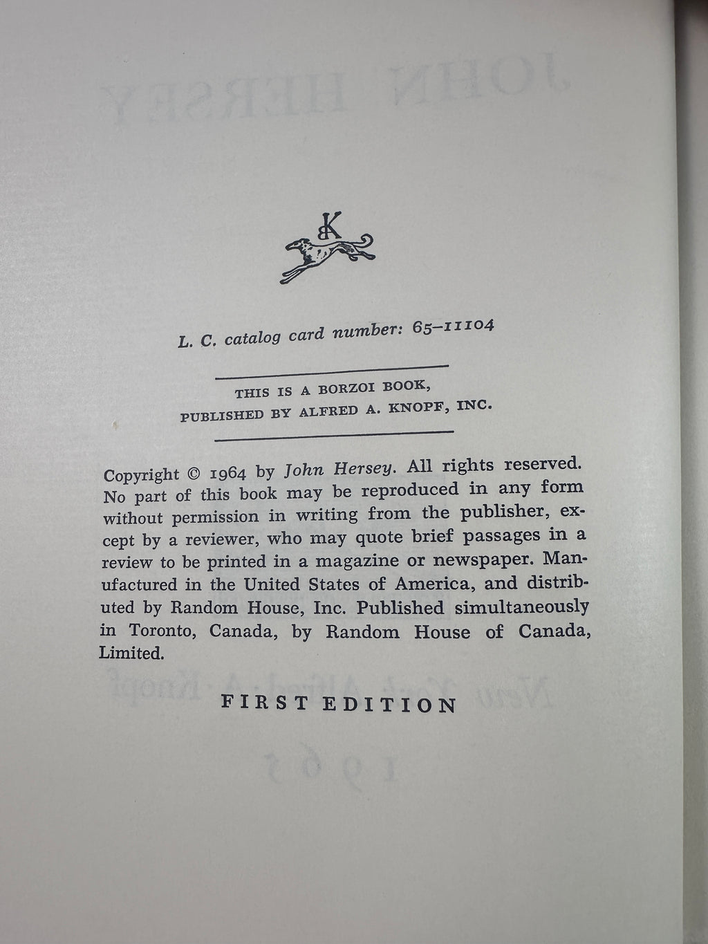 White Lotus by John Hersey | First Edition (1965) | Original Dust Jacket