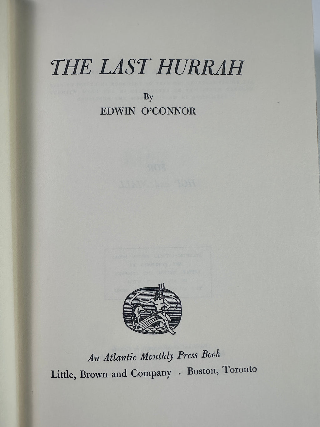 The Last Hurrah by Edwin O'Connor | Book Club Edition