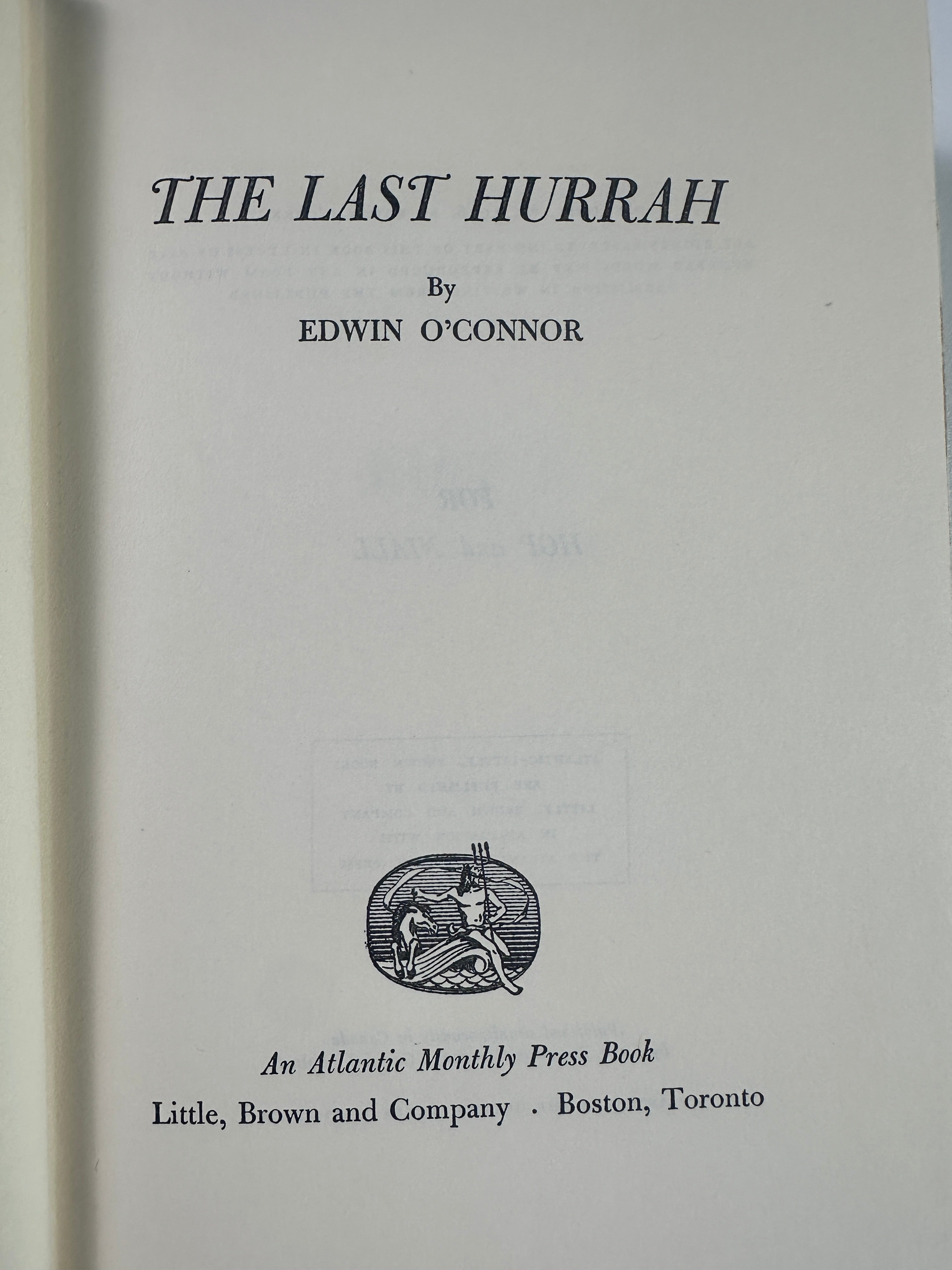 The Last Hurrah by Edwin O'Connor | Book Club Edition