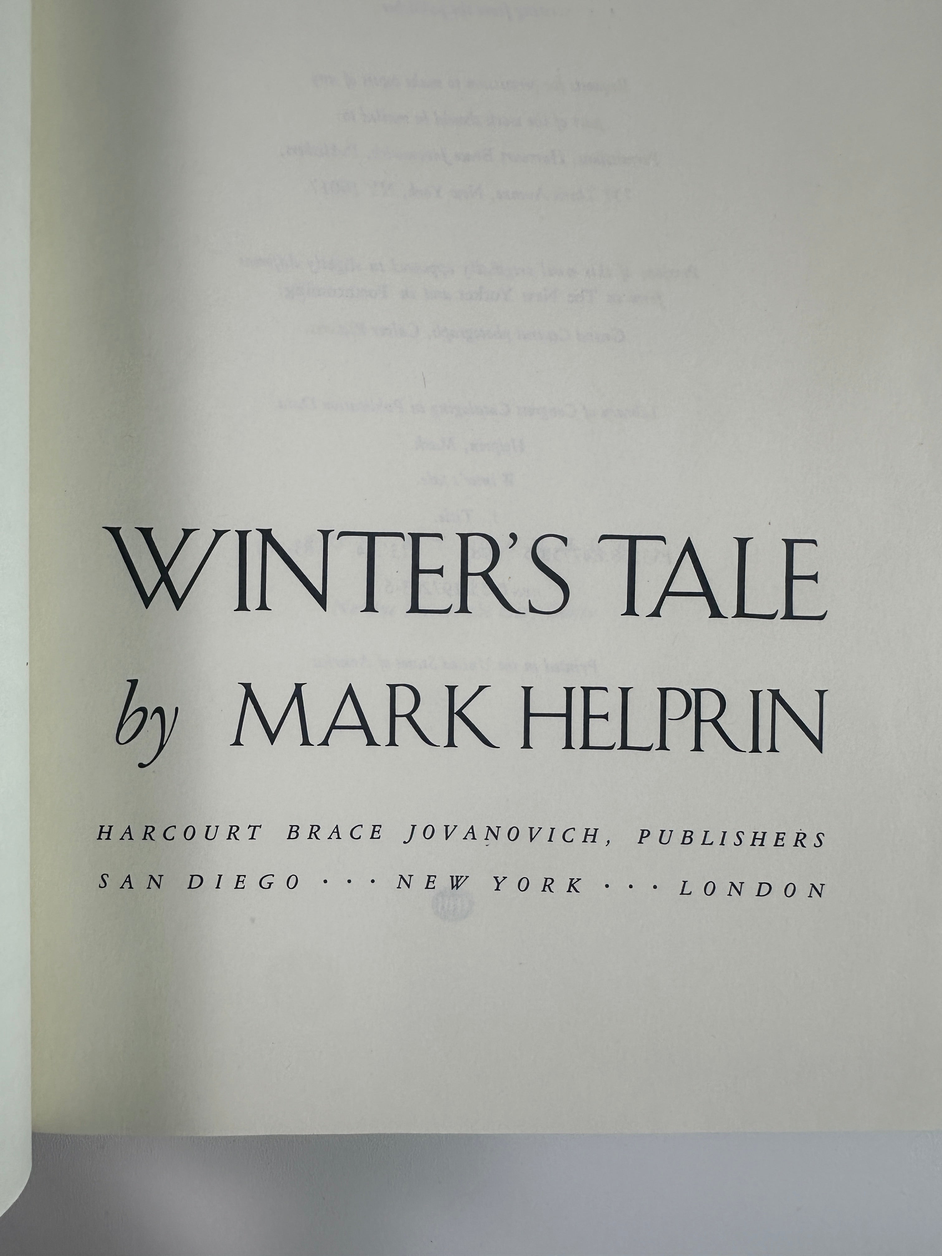 Winter's Tale by Mark Helprin | First Edition